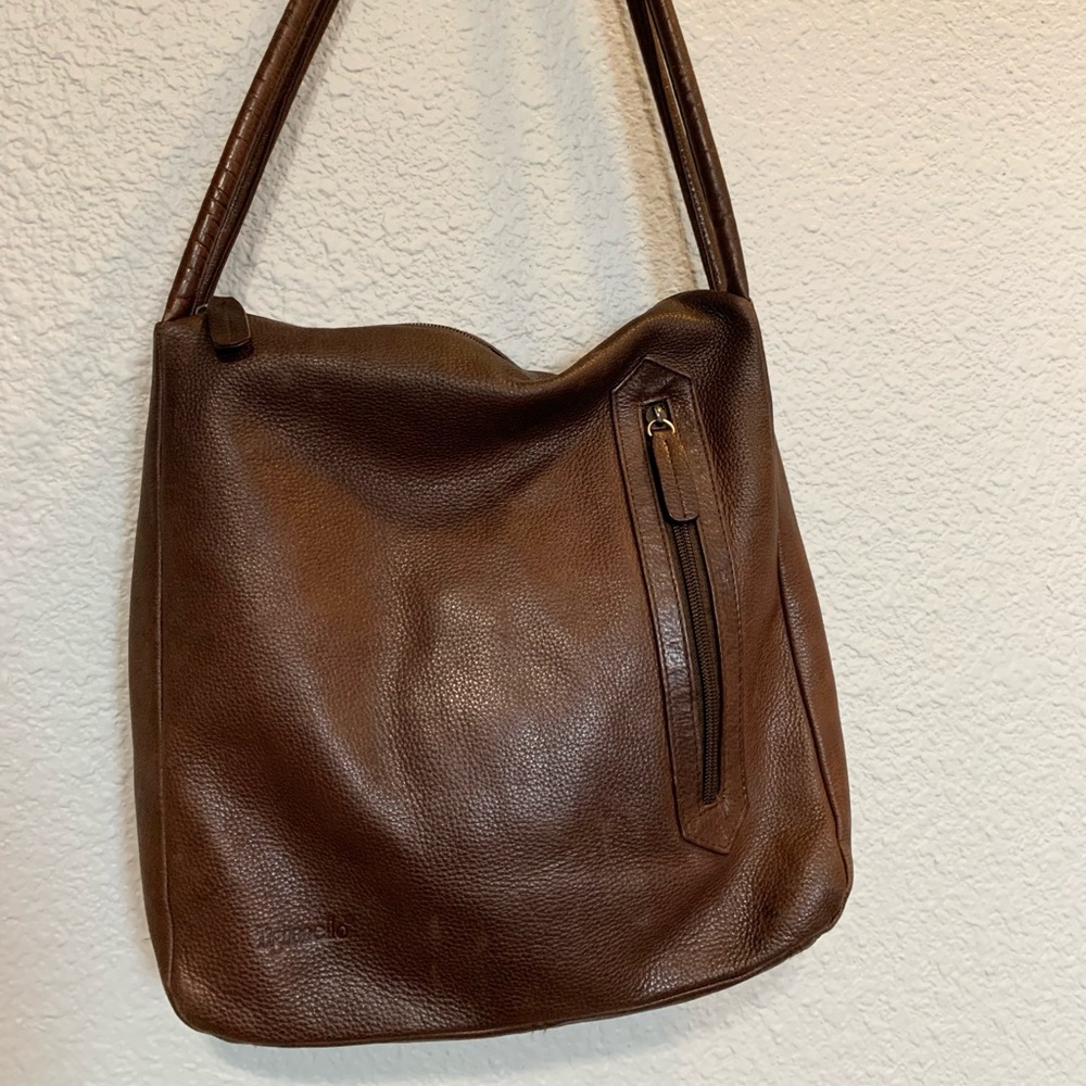 TIGNANELLO BROWN PEBBLED LEATHER BAG